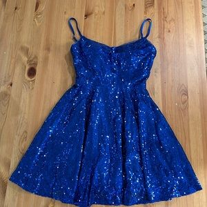 Blue Sparkly Semi Formal Shirt Full Skirt